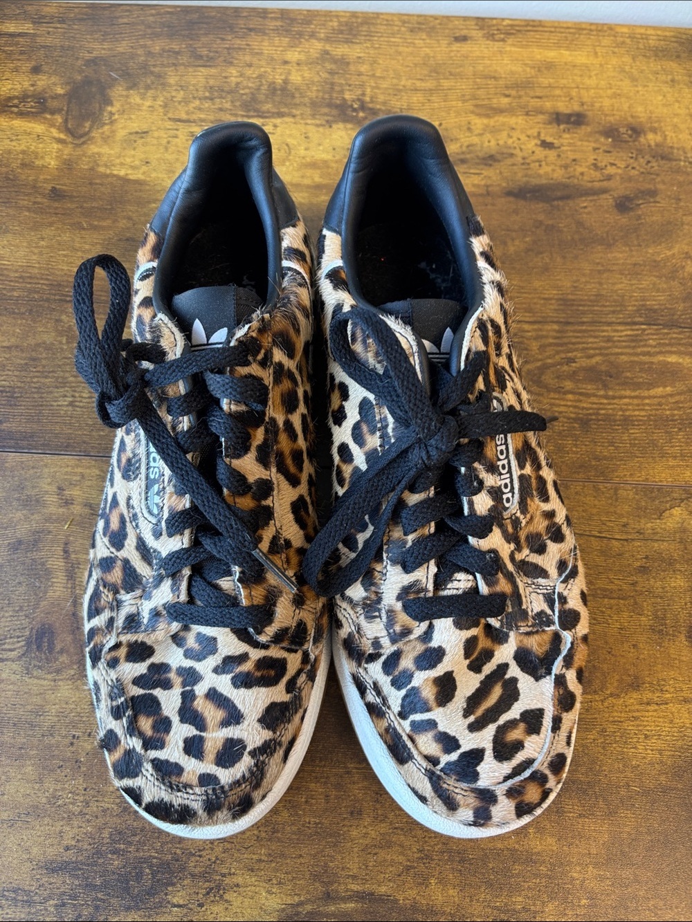 adidas Leopard-Print Low Tops - Black, Brown & Cream